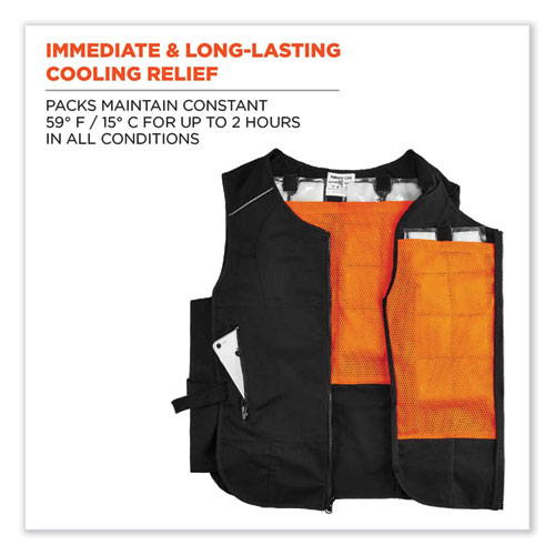 Image of Ergodyne® Chill-Its 6260 Lightweight Phase Change Cooling Vest W/ Packs, Cotton/Polyester, Small/Med, Black, Ships In 1-3 Business Days