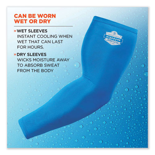 Chill-Its 6690 Performance Knit Cooling Arm Sleeve, Polyester/Spandex, Medium, Blue, 2 Sleeves, Ships in 1-3 Business Days