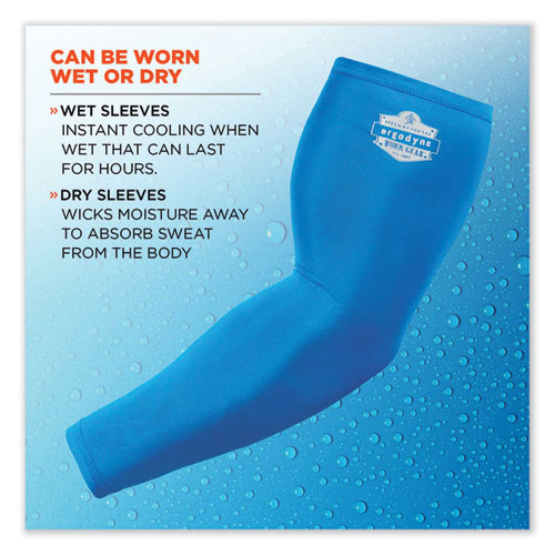 Image of Ergodyne® Chill-Its 6690 Performance Knit Cooling Arm Sleeve, Polyester/Spandex, Large, Blue, 2 Sleeves, Ships In 1-3 Business Days
