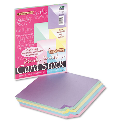 Reminiscence Card Stock, 65 lb Cover Weight, 8.5 x 11, Assorted Pastel Pearl Colors, 50/Pack