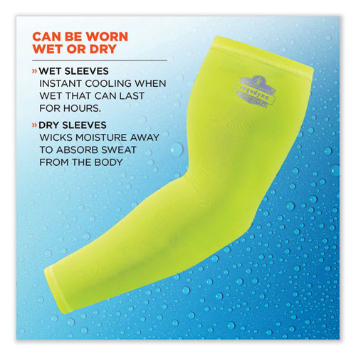 Image of Ergodyne® Chill-Its 6690 Performance Knit Cooling Arm Sleeve, Polyester/Spandex, X-Large, Lime, 2 Sleeves, Ships In 1-3 Business Days