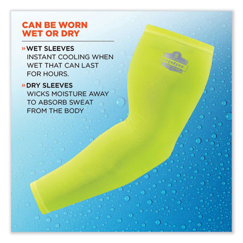 Image of Ergodyne® Chill-Its 6690 Performance Knit Cooling Arm Sleeve, Polyester/Spandex, 2X-Large, Lime, 2 Sleeves, Ships In 1-3 Business Days