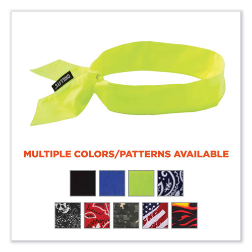Image of Ergodyne® Chill-Its 6700 Cooling Bandana Polymer Tie Headband, One Size Fits Most, Lime, Ships In 1-3 Business Days