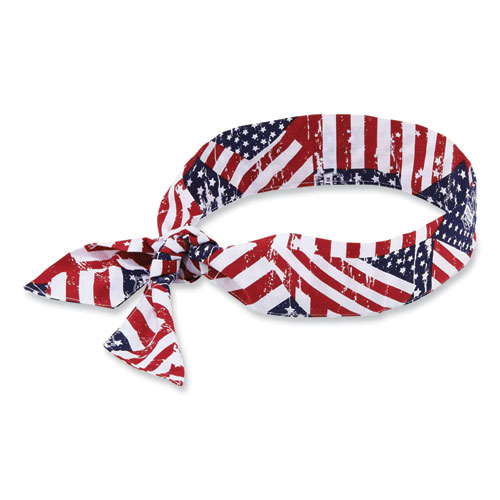 Ergodyne® Chill-Its 6700 Cooling Bandana Polymer Tie Headband, One Size Fits Most, Stars And Stripes, Ships In 1-3 Business Days