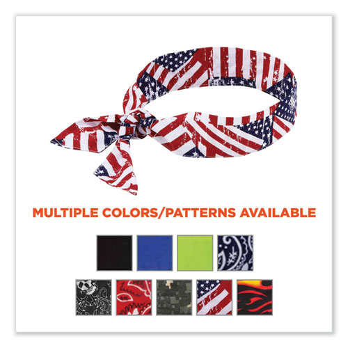 Chill-Its 6700 Cooling Bandana Polymer Tie Headband, One Size Fits Most, Stars and Stripes, Ships in 1-3 Business Days