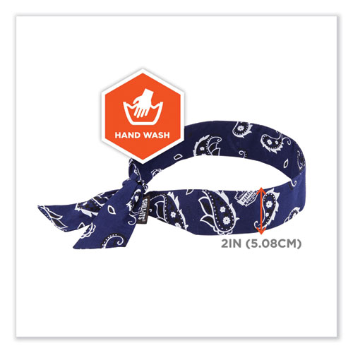 Image of Ergodyne® Chill-Its 6700 Cooling Bandana Polymer Tie Headband, One Size Fits Most, Navy Western, Ships In 1-3 Business Days