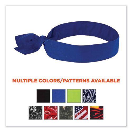 Image of Ergodyne® Chill-Its 6700 Cooling Bandana Polymer Tie Headband, One Size Fits Most, Solid Blue, Ships In 1-3 Business Days