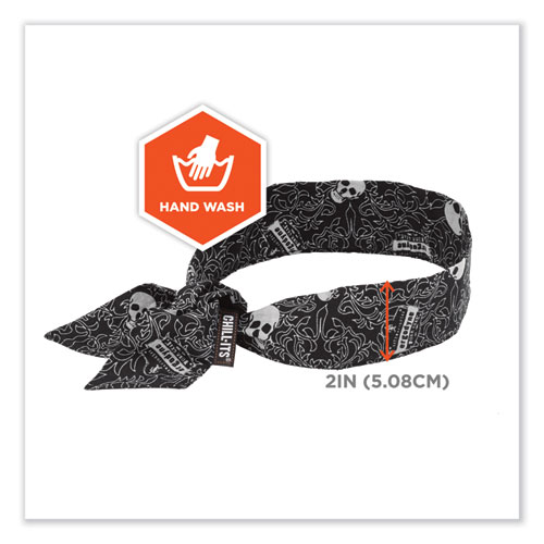 Chill-Its 6700 Cooling Bandana Polymer Tie Headband, One Size Fits Most, Skulls, Ships in 1-3 Business Days