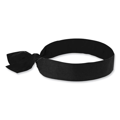 Image of Ergodyne® Chill-Its 6700 Cooling Bandana Polymer Tie Headband, One Size Fits Most, Black, Ships In 1-3 Business Days