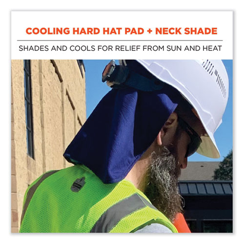 Image of Ergodyne® Chill-Its 6717 Cooling Hard Hat Pad And Neck Shade - Polymers, 12.5 X 9.75, Blue, Ships In 1-3 Business Days