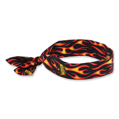 Ergodyne® Chill-Its 6700 Cooling Bandana Polymer Tie Headband, One Size Fits Most, Flames, Ships In 1-3 Business Days