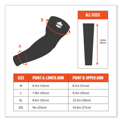 Chill-Its 6690 Performance Knit Cooling Arm Sleeve, Polyester/Spandex, Medium, Black, 2 Sleeves, Ships in 1-3 Business Days