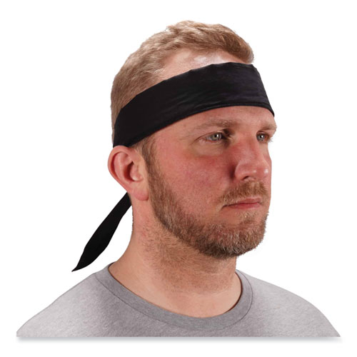 Image of Ergodyne® Chill-Its 6702 Cooling Embedded Polymers Tie Bandana, One Size Fits Most, Black, Ships In 1-3 Business Days