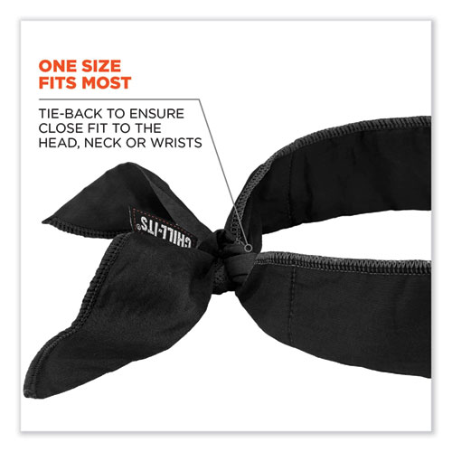 Chill-Its 6702 Cooling Embedded Polymers Tie Bandana, One Size Fits Most, Black, Ships in 1-3 Business Days