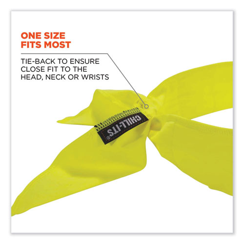Image of Ergodyne® Chill-Its 6702 Cooling Embedded Polymers Tie Bandana, One Size Fits Most, Lime, Ships In 1-3 Business Days