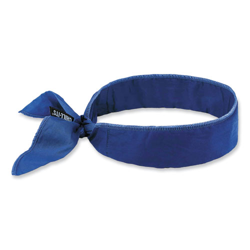 Ergodyne® Chill-Its 6702 Cooling Embedded Polymers Tie Bandana, One Size Fits Most, Solid Blue, Ships In 1-3 Business Days