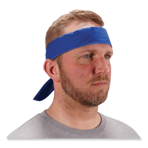 Image of Ergodyne® Chill-Its 6702 Cooling Embedded Polymers Tie Bandana, One Size Fits Most, Solid Blue, Ships In 1-3 Business Days