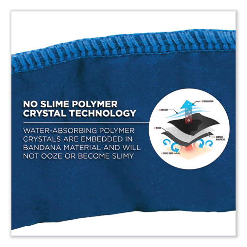 Image of Ergodyne® Chill-Its 6702 Cooling Embedded Polymers Tie Bandana, One Size Fits Most, Solid Blue, Ships In 1-3 Business Days