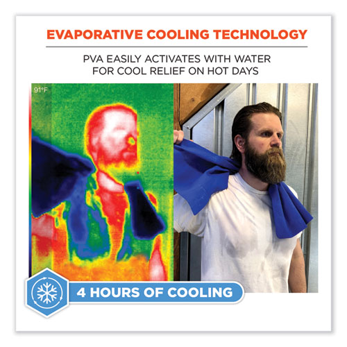 Chill-Its 6602 Evaporative PVA Cooling Towel, 29.5 x 13, One Size Fits Most, PVA, Blue, 50/Pack, Ships in 1-3 Business Days