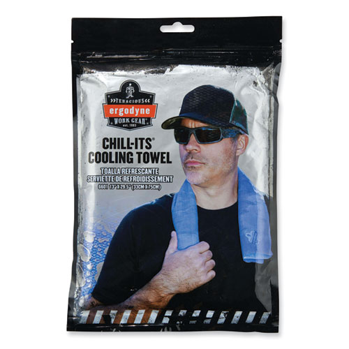 Image of Ergodyne® Chill-Its 6601 Economy Evaporative Pva Cooling Towel, 29.5 X 13, One Size Fits Most, Pva, Blue, Ships In 1-3 Business Days