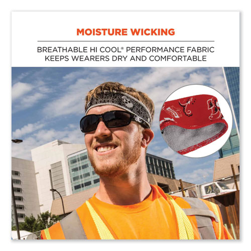 Image of Ergodyne® Chill-Its 6605 High-Performance Cotton Terry Cloth Sweatband, One Size Fits Most, Red Western, Ships In 1-3 Business Days