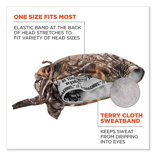 Image of Ergodyne® Chill-Its 6615 High-Performance Bandana Doo Rag W/Terry Cloth Sweatband, One Size, Realtree Xtra, Ships In 1-3 Business Days