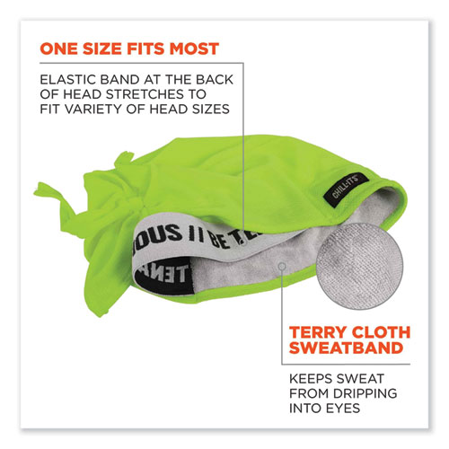 Chill-Its 6615 High-Perform Bandana Doo Rag with Terry Cloth Sweatband, One Size Fits Most, Lime, Ships in 1-3 Business Days