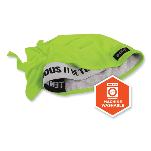 Image of Ergodyne® Chill-Its 6615 High-Perform Bandana Doo Rag With Terry Cloth Sweatband, One Size Fits Most, Lime, Ships In 1-3 Business Days