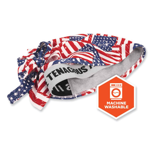 Image of Ergodyne® Chill-Its 6615 High-Perform Bandana Doo Rag W/Terry Cloth Sweatband, One Size, Stars And Stripes, Ships In 1-3 Business Days