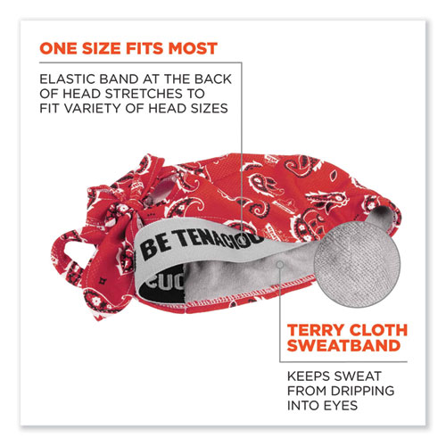 Image of Ergodyne® Chill-Its 6615 High-Performance Bandana Doo Rag W/Terry Cloth Sweatband, One Size, Red Western, Ships In 1-3 Business Days