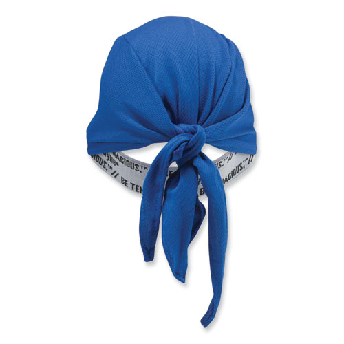 Image of Ergodyne® Chill-Its 6615 High-Perform Bandana Doo Rag With Terry Cloth Sweatband, One Size Fits Most, Blue, Ships In 1-3 Business Days