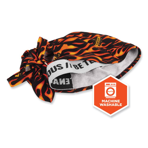 Image of Ergodyne® Chill-Its 6615 High-Performance Bandana Doo Rag With Terry Cloth Sweatband, One Size, Flames, Ships In 1-3 Business Days