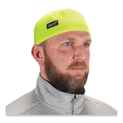 Chill-Its 6630 High-Performance Terry Cloth Skull Cap, Polyester, One Size Fits Most, Lime, Ships in 1-3 Business Days