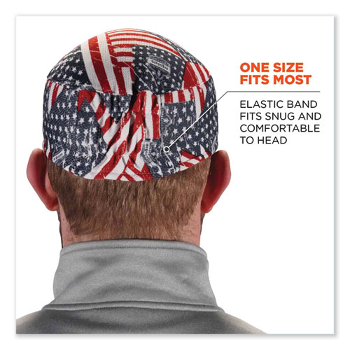 Chill-Its 6630 High-Performance Terry Cloth Skull Cap, Polyester, One Size, Stars and Stripes, Ships in 1-3 Business Days