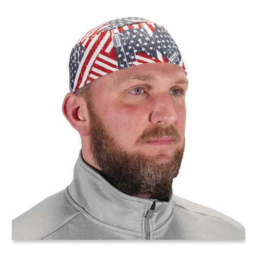 Image of Ergodyne® Chill-Its 6630 High-Performance Terry Cloth Skull Cap, Polyester, One Size, Stars And Stripes, Ships In 1-3 Business Days