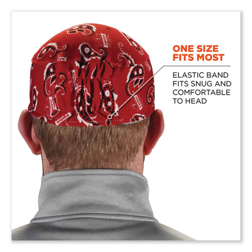 Chill-Its 6630 High-Performance Terry Cloth Skull Cap, Polyester, One Size Fits Most, Red Western, Ships in 1-3 Business Days