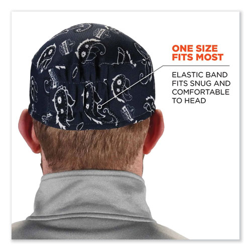 Chill-Its 6630 High-Performance Terry Cloth Skull Cap, Polyester, One Size Fit Most, Navy Western, Ships in 1-3 Business Days