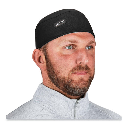 Image of Ergodyne® Chill-Its 6630 High-Performance Terry Cloth Skull Cap, Polyester, One Size Fits Most, Black, Ships In 1-3 Business Days