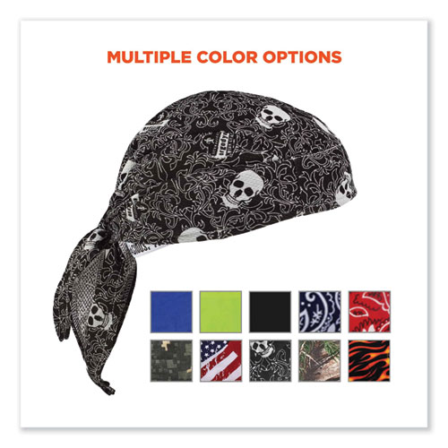 Image of Ergodyne® Chill-Its 6615 High-Performance Bandana Doo Rag With Terry Cloth Sweatband, One Size, Skulls, Ships In 1-3 Business Days