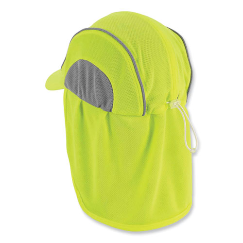 Image of Ergodyne® Chill-Its 6650 High-Performance Hat Plus Neck Shade, Polyester, One Size Fits Most, Lime, Ships In 1-3 Business Days