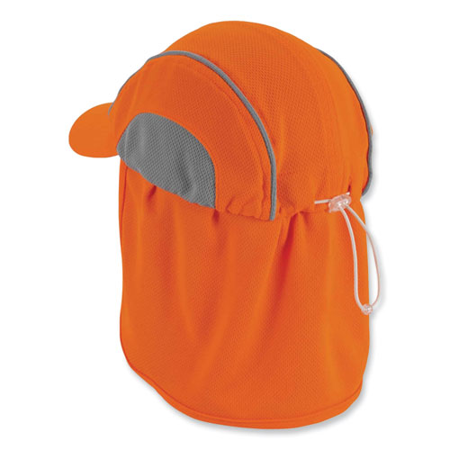 Image of Ergodyne® Chill-Its 6650 High-Performance Hat Plus Neck Shade, Polyester, One Size Fits Most, Orange, Ships In 1-3 Business Days