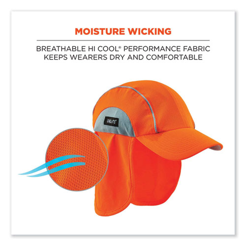 Chill-Its 6650 High-Performance Hat Plus Neck Shade, Polyester, One Size Fits Most, Orange, Ships in 1-3 Business Days