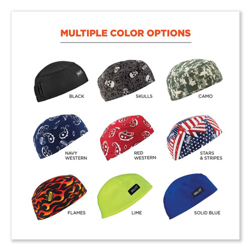 Chill-Its 6630 High-Performance Terry Cloth Skull Cap, Polyester, One Size Fits Most, Skulls, Ships in 1-3 Business Days