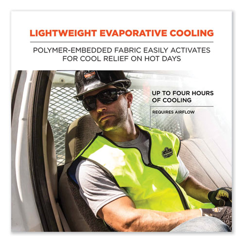 Image of Ergodyne® Chill-Its 6665 Embedded Polymer Cooling Vest With Zipper, Nylon/Polymer, X-Large, Lime, Ships In 1-3 Business Days