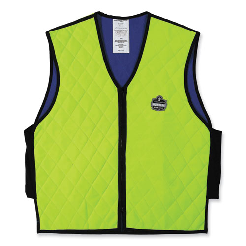 Image of Ergodyne® Chill-Its 6665 Embedded Polymer Cooling Vest With Zipper, Nylon/Polymer, 3X-Large, Lime, Ships In 1-3 Business Days