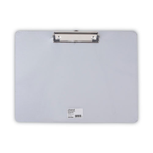 Universal® Plastic Brushed Aluminum Clipboard, Landscape Orientation, 0.5" Clip Capacity, Holds 11 X 8.5 Sheets, Silver