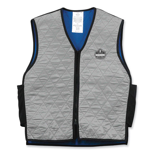 Image of Ergodyne® Chill-Its 6665 Embedded Polymer Cooling Vest With Zipper, Nylon/Polymer, X-Large, Gray, Ships In 1-3 Business Days