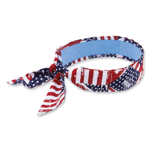Chill-Its 6700CT Cooling Bandana PVA Tie Headband, One Size Fits Most, Stars and Stripes, Ships in 1-3 Business Days