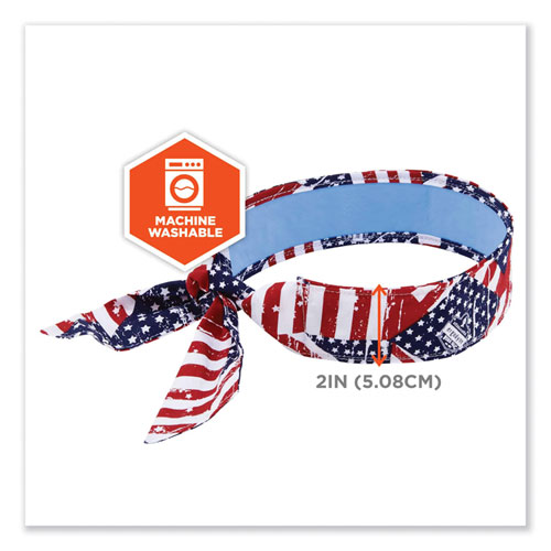 Image of Ergodyne® Chill-Its 6700Ct Cooling Bandana Pva Tie Headband, One Size Fits Most, Stars And Stripes, Ships In 1-3 Business Days