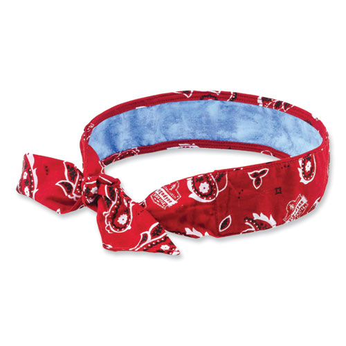 Ergodyne® Chill-Its 6700Ct Cooling Bandana Pva Tie Headband, One Size Fits Most, Red Western, Ships In 1-3 Business Days
